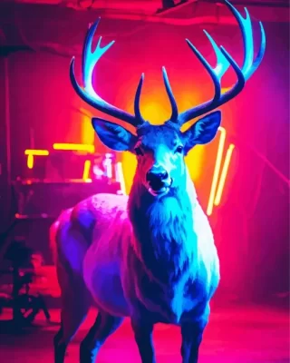 Neon Deer Animal Paint by Number