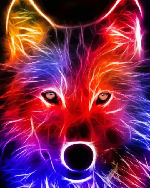 Neon Fox Animal Paint by Number