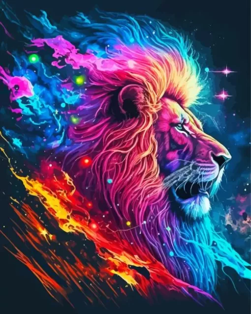 Neon Lion Paint by Number