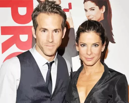 Sandra Bullock And Ryan Reynolds Paint by Number