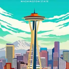 Seattle Washington Poster Paint by Number