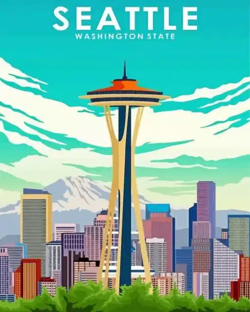 Seattle Washington Poster Paint by Number