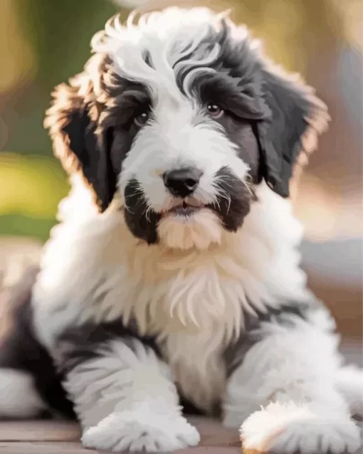 Sheepadoodle Puppy Paint by Number