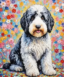 Sheepadoodle With Flowers Paint by Numbers