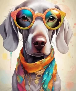 Weimaraner With Glasses Paint by Number