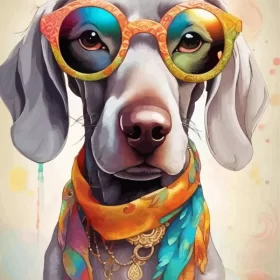 Weimaraner With Glasses Paint by Number