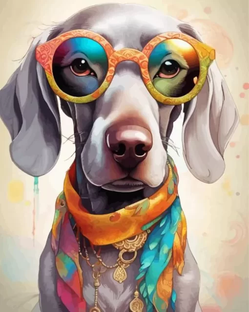 Weimaraner With Glasses Paint by Number