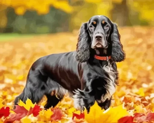 Autumn English Cocker Spaniel Paint by Number