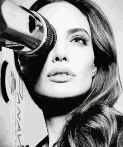 Black And White Angelina Jolie Paint by Number