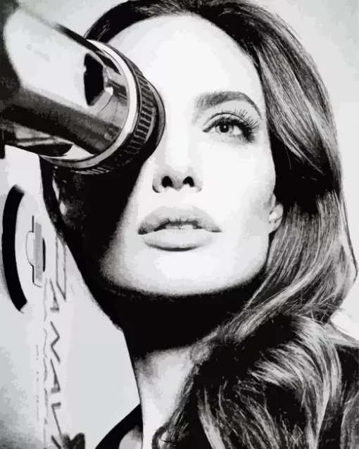 Black And White Angelina Jolie Paint by Number