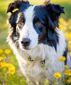 Black And White Australian Shepherd Paint by Number