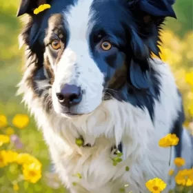 Black And White Australian Shepherd Paint by Number