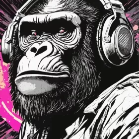 Black And White Dj Monkey Paint by Number