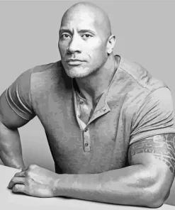 Black And White Dwayne Johnson Paint by Number