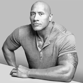 Black And White Dwayne Johnson Paint by Number