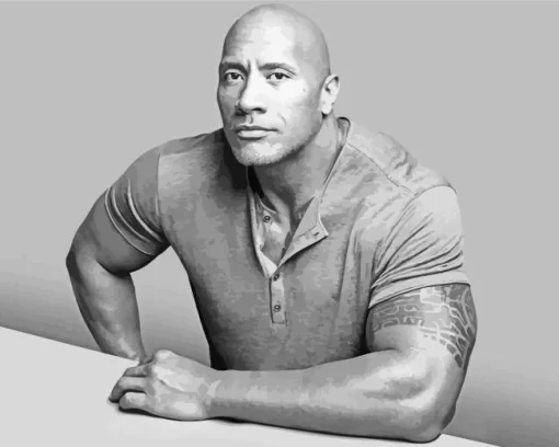 Black And White Dwayne Johnson Paint by Number