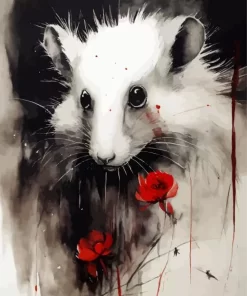 Black And White Opossum Paint by Number