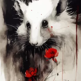 Black And White Opossum Paint by Number