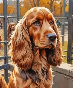 Brown English Cocker Spaniel Dog Paint by Number