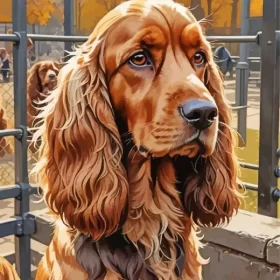 Brown English Cocker Spaniel Dog Paint by Number