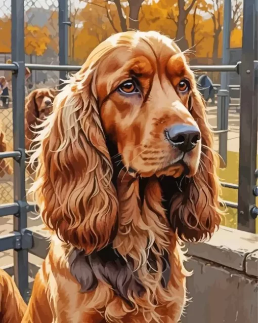 Brown English Cocker Spaniel Dog Paint by Number