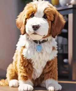 Brown Sheepadoodle Puppy Paint by Numbe