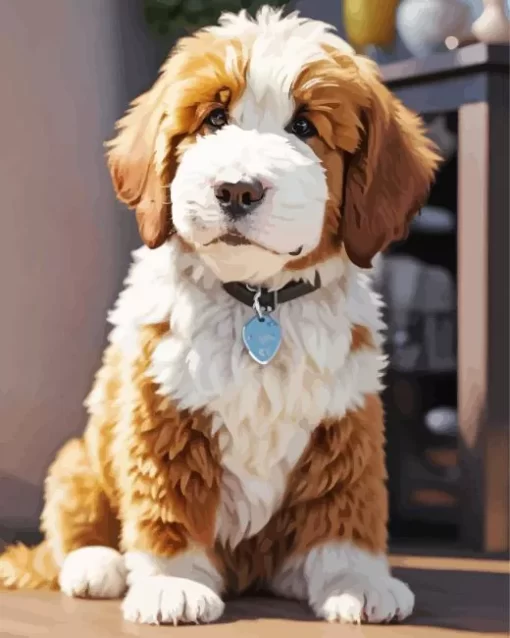 Brown Sheepadoodle Puppy Paint by Numbe