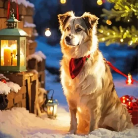 Christmas Australian Shepherd Dog Paint by Number