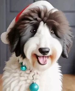 Christmas Sheepadoodle Paint by Number