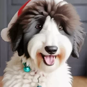 Christmas Sheepadoodle Paint by Number