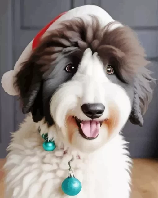 Christmas Sheepadoodle Paint by Number