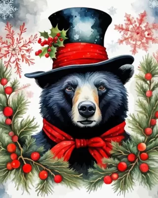 Christmas Bear Paint by Number