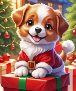 Christmas Dog Paint by Number