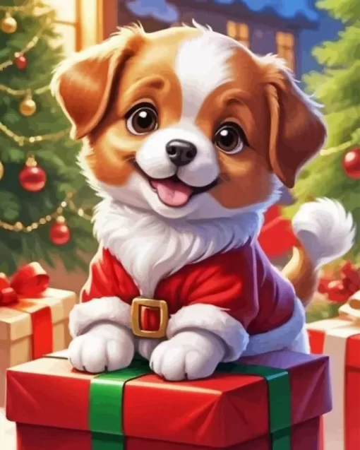 Christmas Dog Paint by Number