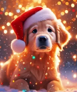 Christmas Golden Retriever Paint by Number