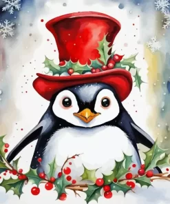 Christmas Penguin Paint by Number