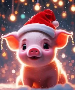 Christmas Pig Paint by Number