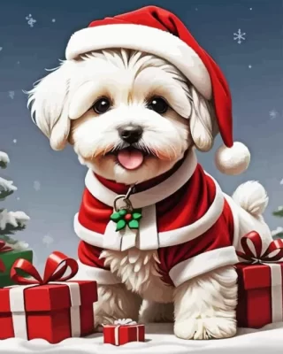 Christmas Puppy Paint by NumbersChristmas Puppy Paint by Number