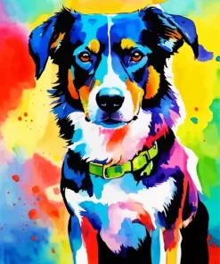 Colorful Australian Shepherd Art Paint by Number