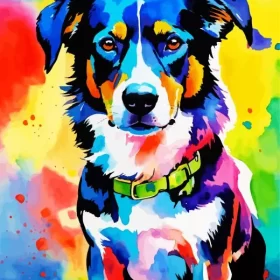 Colorful Australian Shepherd Art Paint by Number