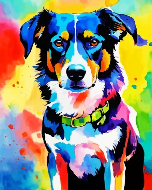 Colorful Australian Shepherd Art Paint by Number