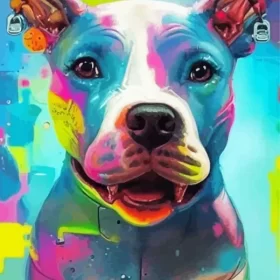 Colorful Bull Terrier Dog Paint by Number