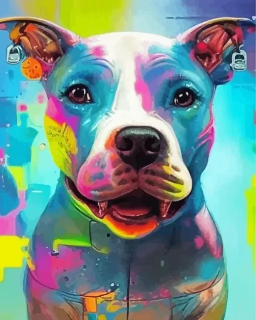 Colorful Bull Terrier Dog Paint by Number