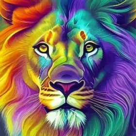 Colorful Lion Paint by Number