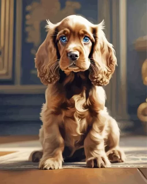 Cute English Cocker Spaniel Paint by Number