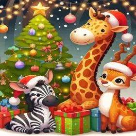 Cute Christmas Animals Paint by Number