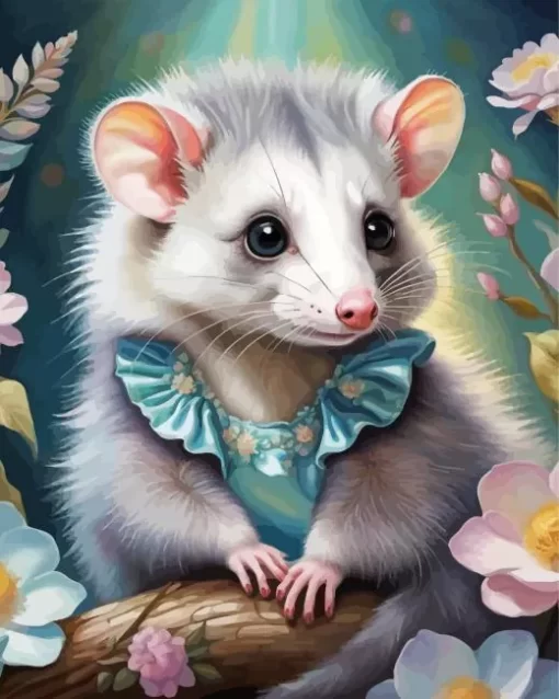 Cute Opossum Paint by Number