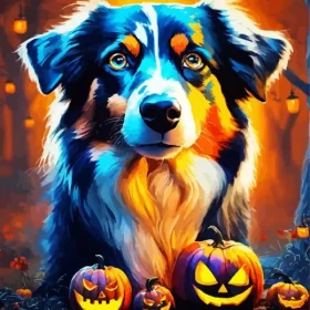 Halloween Australian Shepherd Paint by Number