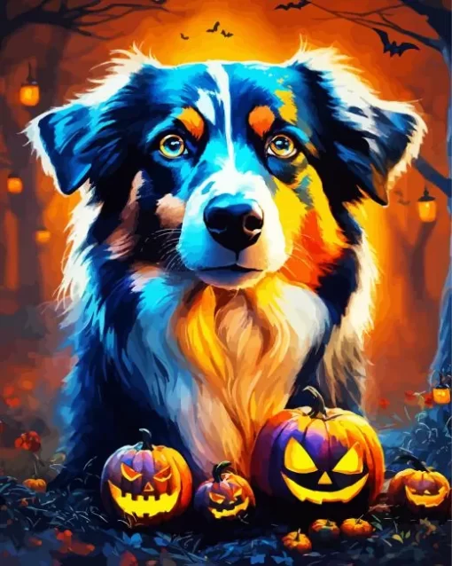 Halloween Australian Shepherd Paint by Number