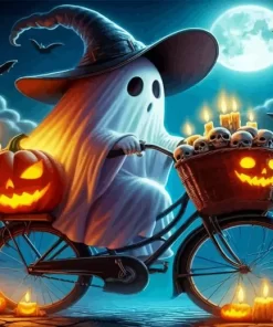 halloween ghost biking paint by numbers